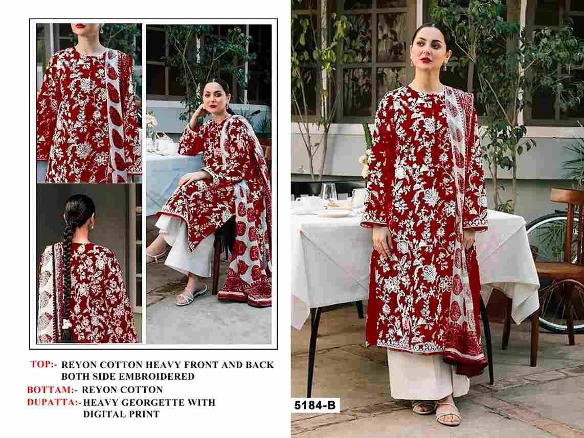 Pakistani 5184 Colours By Fashid Wholesale 5184-A To 5184-D Series Designer Pakistani Suits Beautiful Fancy Stylish Colorful Party Wear & Occasional Wear Heavy Rayon Cotton Embroidery Dresses At Wholesale Price