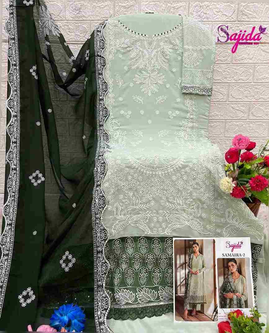 Samaira Vol-2 By Sajida Designer Suits 1036 To 1038 Series Beautiful Pakistani Suits Colorful Stylish Fancy Casual Wear & Ethnic Wear Faux Georgette Embroidered Dresses At Wholesale Price