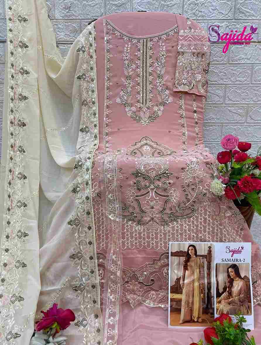 Samaira Vol-2 By Sajida Designer Suits 1036 To 1038 Series Beautiful Pakistani Suits Colorful Stylish Fancy Casual Wear & Ethnic Wear Faux Georgette Embroidered Dresses At Wholesale Price