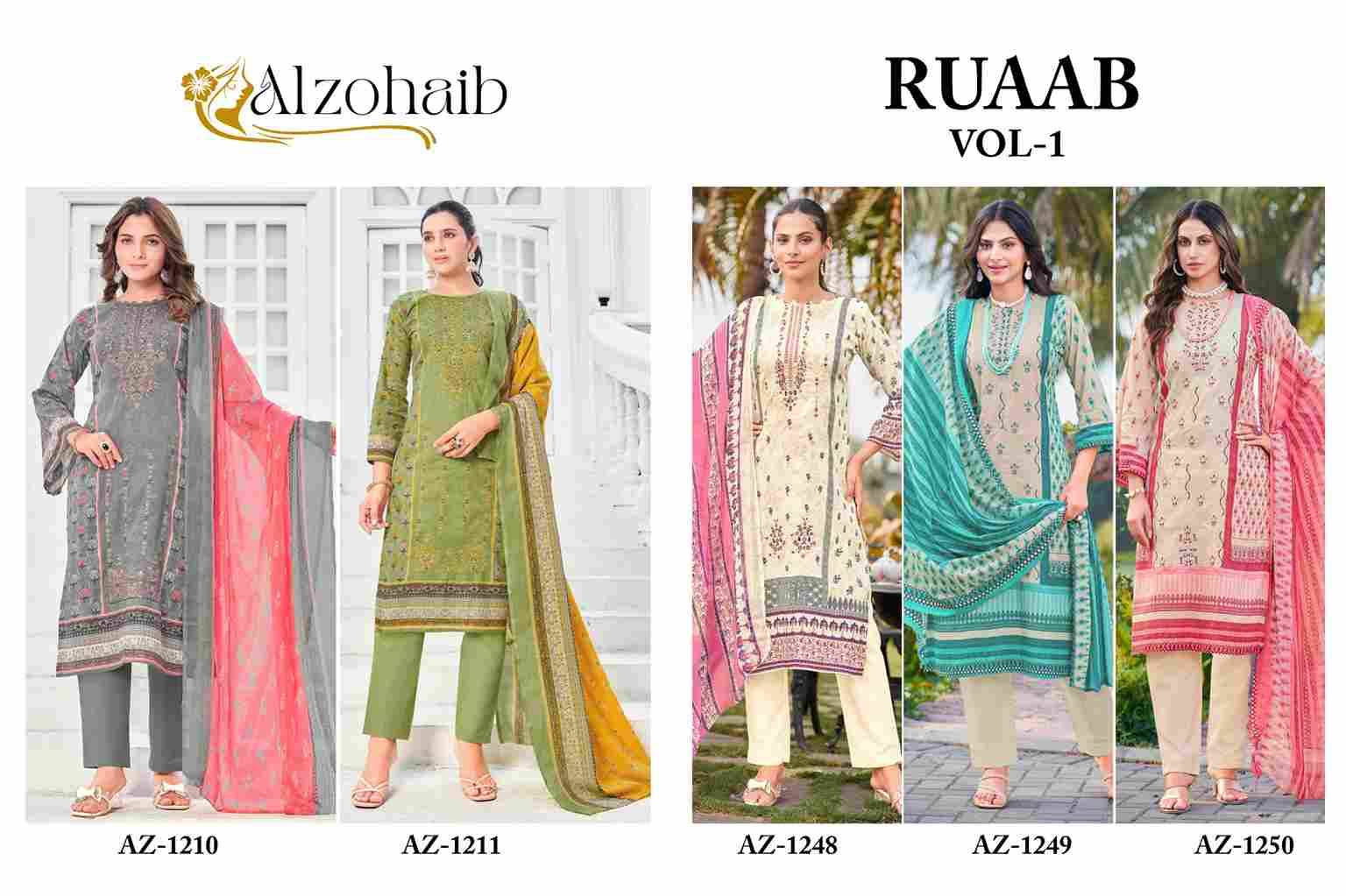 Ruaab Vol-1 By Alzohaib Beautiful Pakistani Suits Stylish Fancy Colorful Party Wear & Occasional Wear Pure Cotton Print Dresses At Wholesale Price