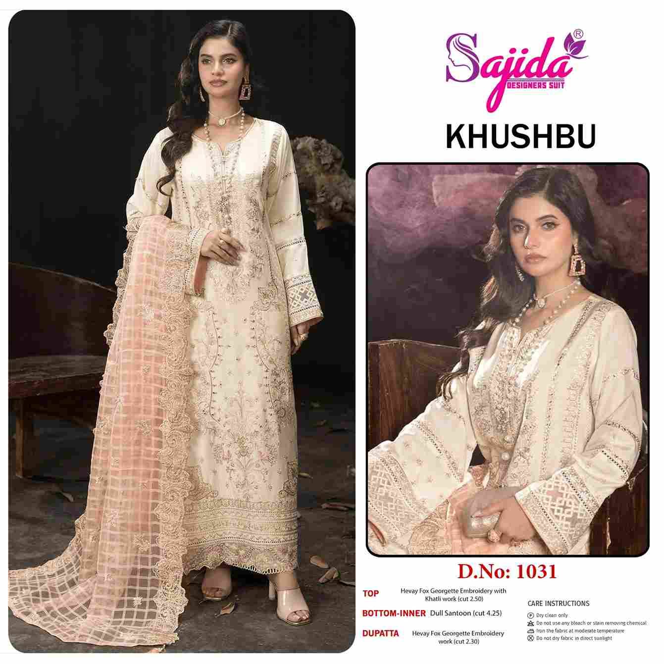 Sajida Hit Design 1031 By Sajida Designer Suits Beautiful Pakistani Suits Colorful Stylish Fancy Casual Wear & Ethnic Wear Heavy Faux Georgette Embroidered Dresses At Wholesale Price
