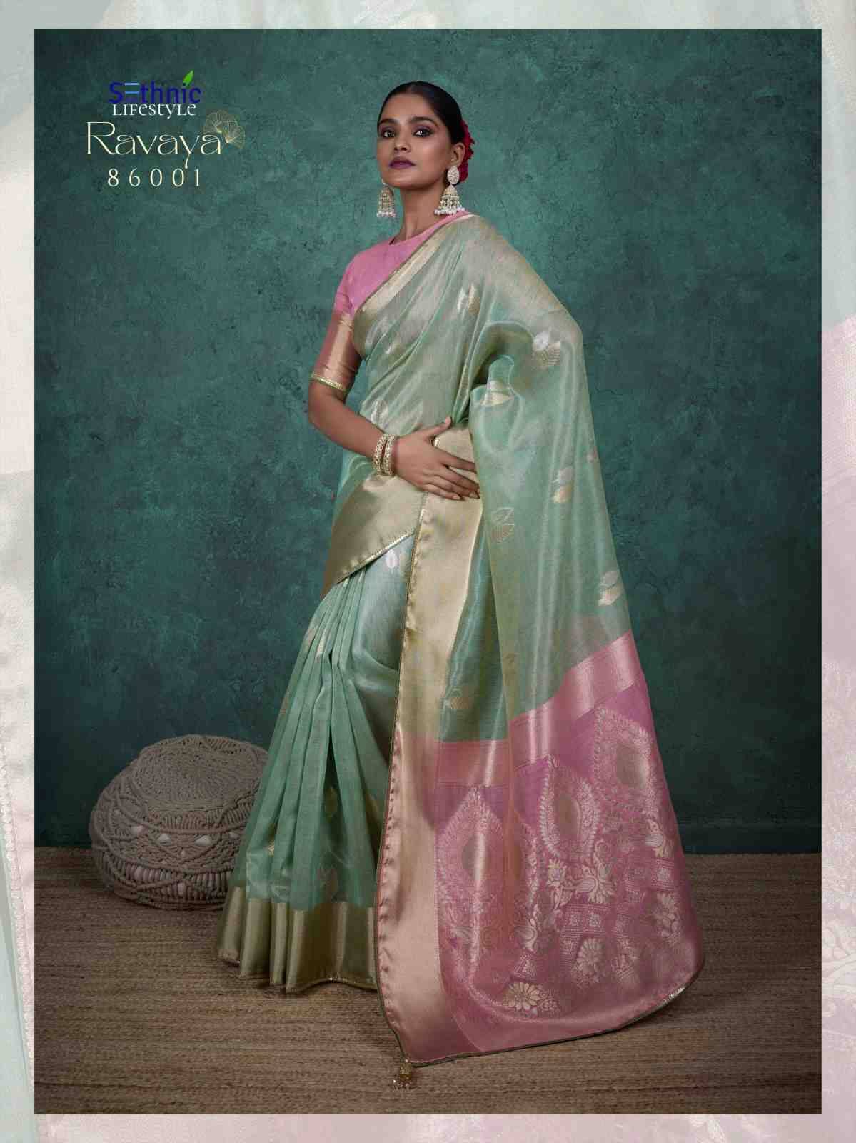 Ravaya By Sethnic 86001 To 86004 Series Indian Traditional Wear Collection Beautiful Stylish Fancy Colorful Party Wear & Occasional Wear Linen Sarees At Wholesale Price