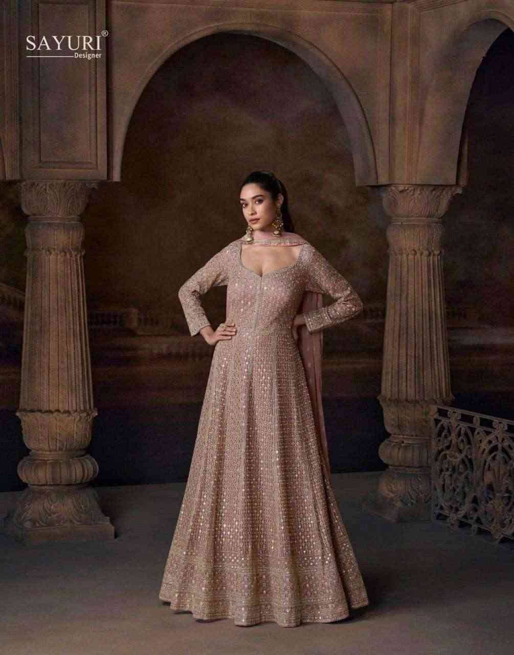 Avni By Sayuri 5784 To 5786 Series Beautiful Stylish Fancy Colorful Casual Wear & Ethnic Wear Chinnon Silk/Georgette Gowns With Dupatta At Wholesale Price