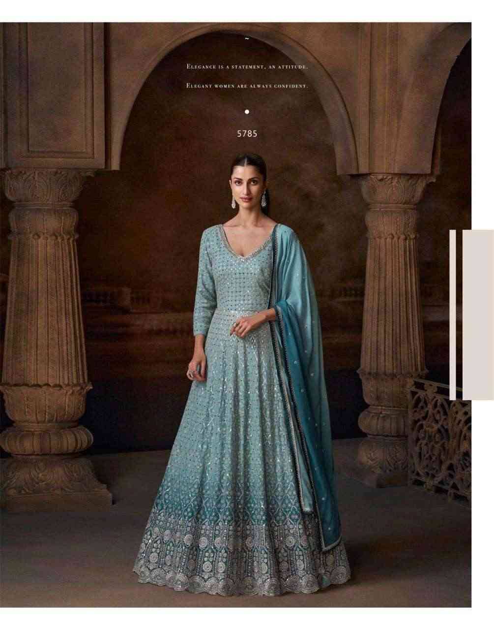 Avni By Sayuri 5784 To 5786 Series Beautiful Stylish Fancy Colorful Casual Wear & Ethnic Wear Chinnon Silk/Georgette Gowns With Dupatta At Wholesale Price