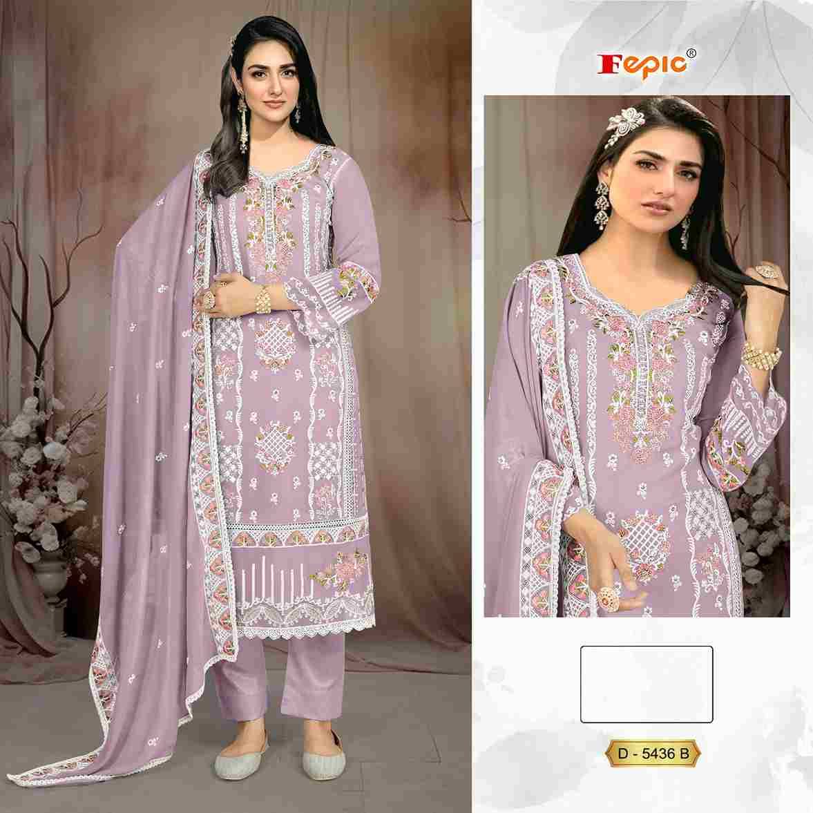 Fepic 5436 Colours By Fepic 5436-A To 5436-D Series Beautiful Pakistani Suits Colorful Stylish Fancy Casual Wear & Ethnic Wear Georgette Embroidered Dresses At Wholesale Price