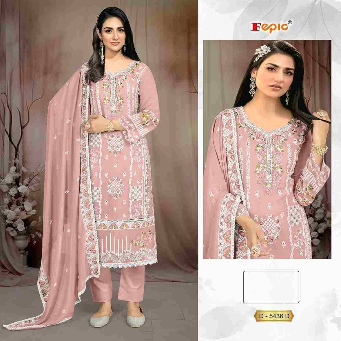 Fepic 5436 Colours By Fepic 5436-A To 5436-D Series Beautiful Pakistani Suits Colorful Stylish Fancy Casual Wear & Ethnic Wear Georgette Embroidered Dresses At Wholesale Price