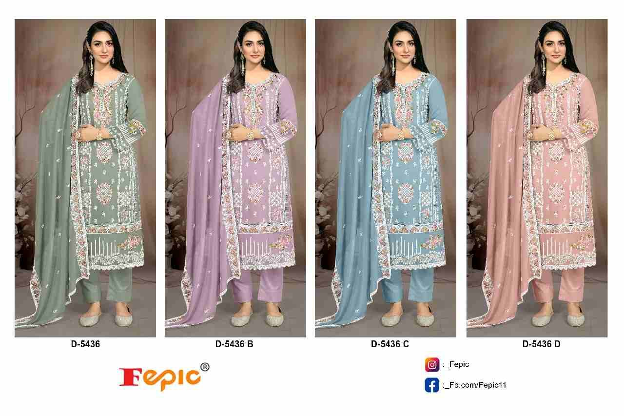 Fepic 5436 Colours By Fepic 5436-A To 5436-D Series Beautiful Pakistani Suits Colorful Stylish Fancy Casual Wear & Ethnic Wear Georgette Embroidered Dresses At Wholesale Price
