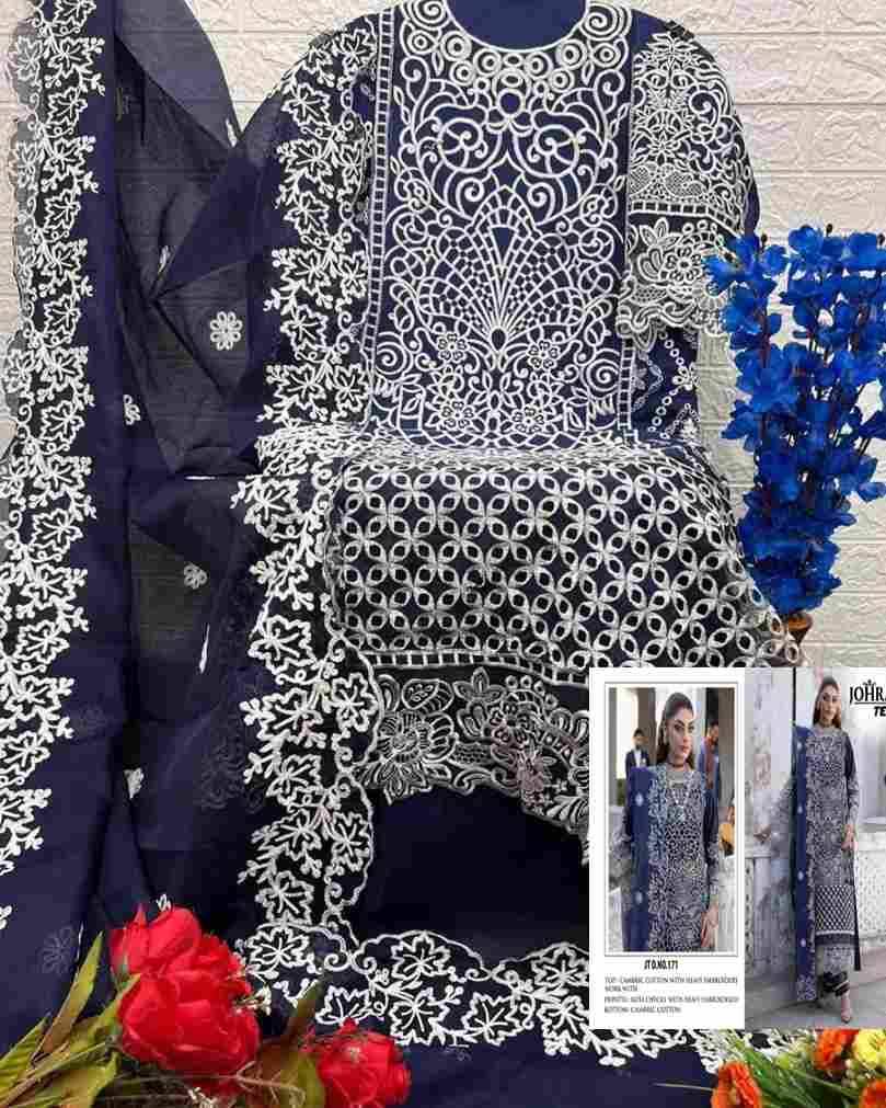 Johra Hit Design 171 By Johra Tex Beautiful Pakistani Suits Colorful Stylish Fancy Casual Wear & Ethnic Wear Cambric Cotton Embroidered Dresses At Wholesale Price