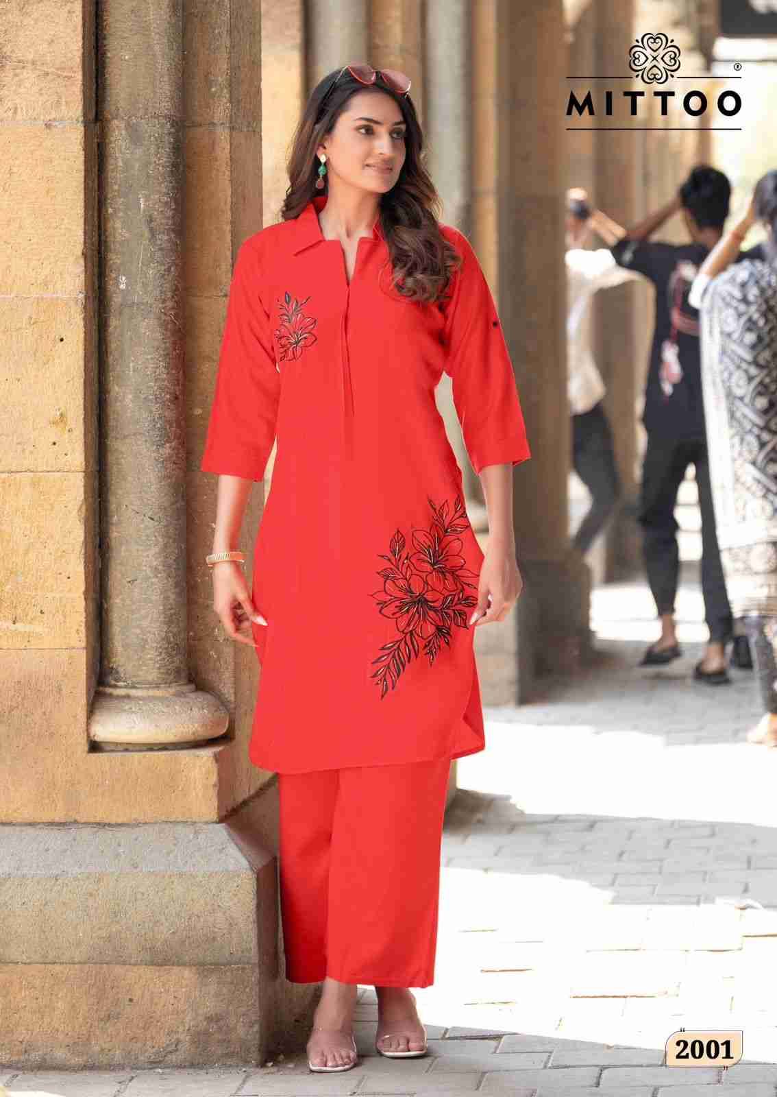 Eshani By Mittoo 2001 To 2006 Series Designer Stylish Fancy Colorful Beautiful Party Wear & Ethnic Wear Collection Rayon Print Co-Ord At Wholesale Price