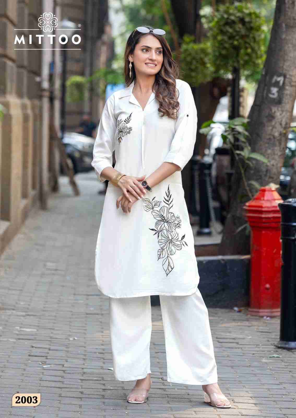 Eshani By Mittoo 2001 To 2006 Series Designer Stylish Fancy Colorful Beautiful Party Wear & Ethnic Wear Collection Rayon Print Co-Ord At Wholesale Price