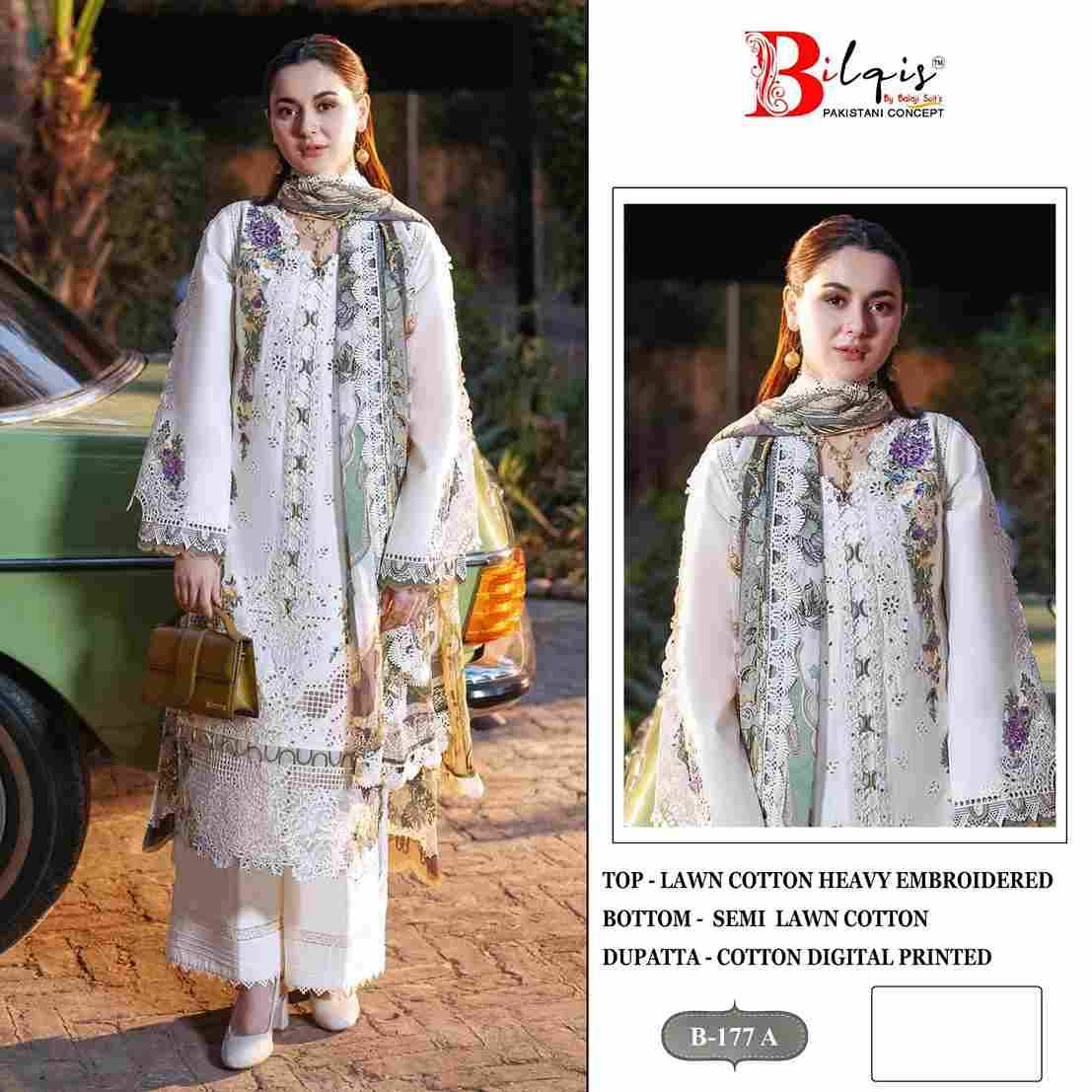 Bilqis 177 Colours By Bilqis 177-A To 177-D Series Beautiful Pakistani Suits Stylish Fancy Colorful Party Wear & Occasional Wear Cotton Lawn Embroidery Dresses At Wholesale Price