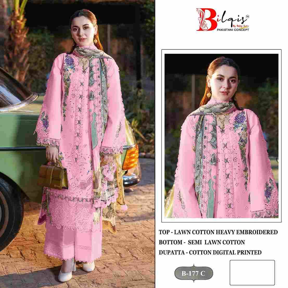 Bilqis 177 Colours By Bilqis 177-A To 177-D Series Beautiful Pakistani Suits Stylish Fancy Colorful Party Wear & Occasional Wear Cotton Lawn Embroidery Dresses At Wholesale Price