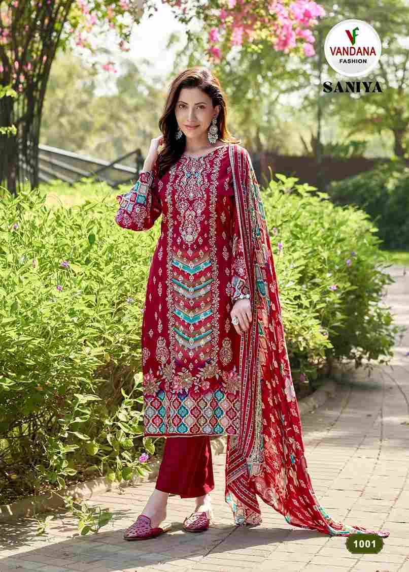 Saniya Vol-1 By Vandana Creation 1001 To 1006 Series Beautiful Festive Suits Stylish Fancy Colorful Casual Wear & Ethnic Wear Viscose Rayon Print Dresses At Wholesale Price