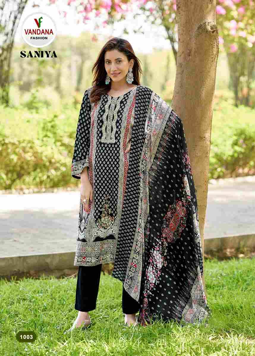 Saniya Vol-1 By Vandana Creation 1001 To 1006 Series Beautiful Festive Suits Stylish Fancy Colorful Casual Wear & Ethnic Wear Viscose Rayon Print Dresses At Wholesale Price