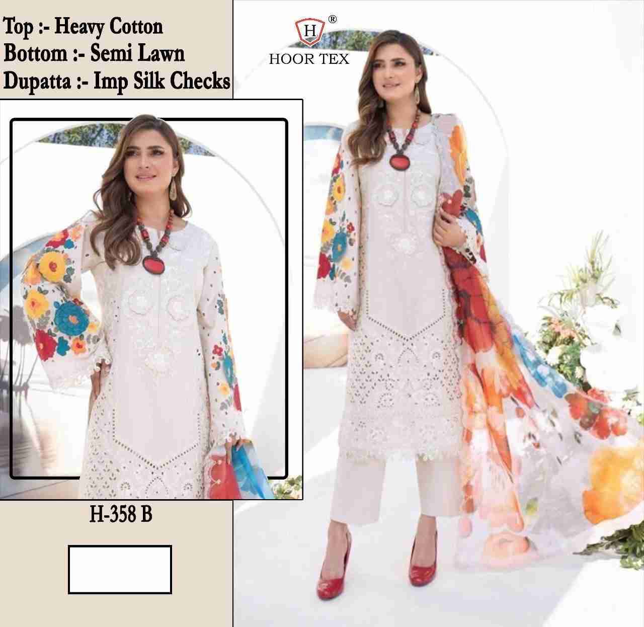 Hoor Tex Hit Design H-358 Colours By Hoor Tex H-358-A To H-358-D Series Designer Festive Pakistani Suits Collection Beautiful Stylish Fancy Colorful Party Wear & Occasional Wear Heavy Cotton With Embroidered Dresses At Wholesale Price
