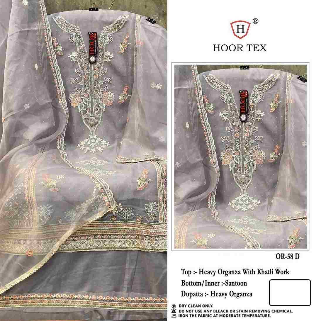 Hoor Tex Hit Design OR-58 Colours By Hoor Tex OR-58-A To OR-58-D Series Beautiful Pakistani Suits Stylish Colorful Fancy Casual Wear & Ethnic Wear Heavy Organza Embroidered Dresses At Wholesale Price