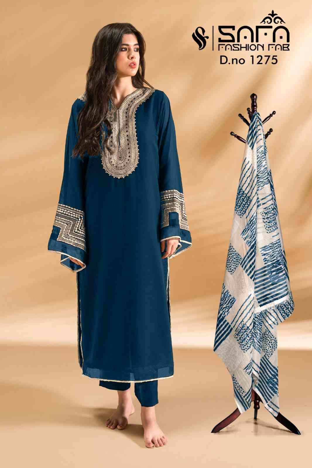 Safa 1275 Colours By Safa Fashion 1275-A To 1275-D Series Designer Stylish Fancy Colorful Beautiful Party Wear & Ethnic Wear Collection Heavy Georgette Dresses At Wholesale Price