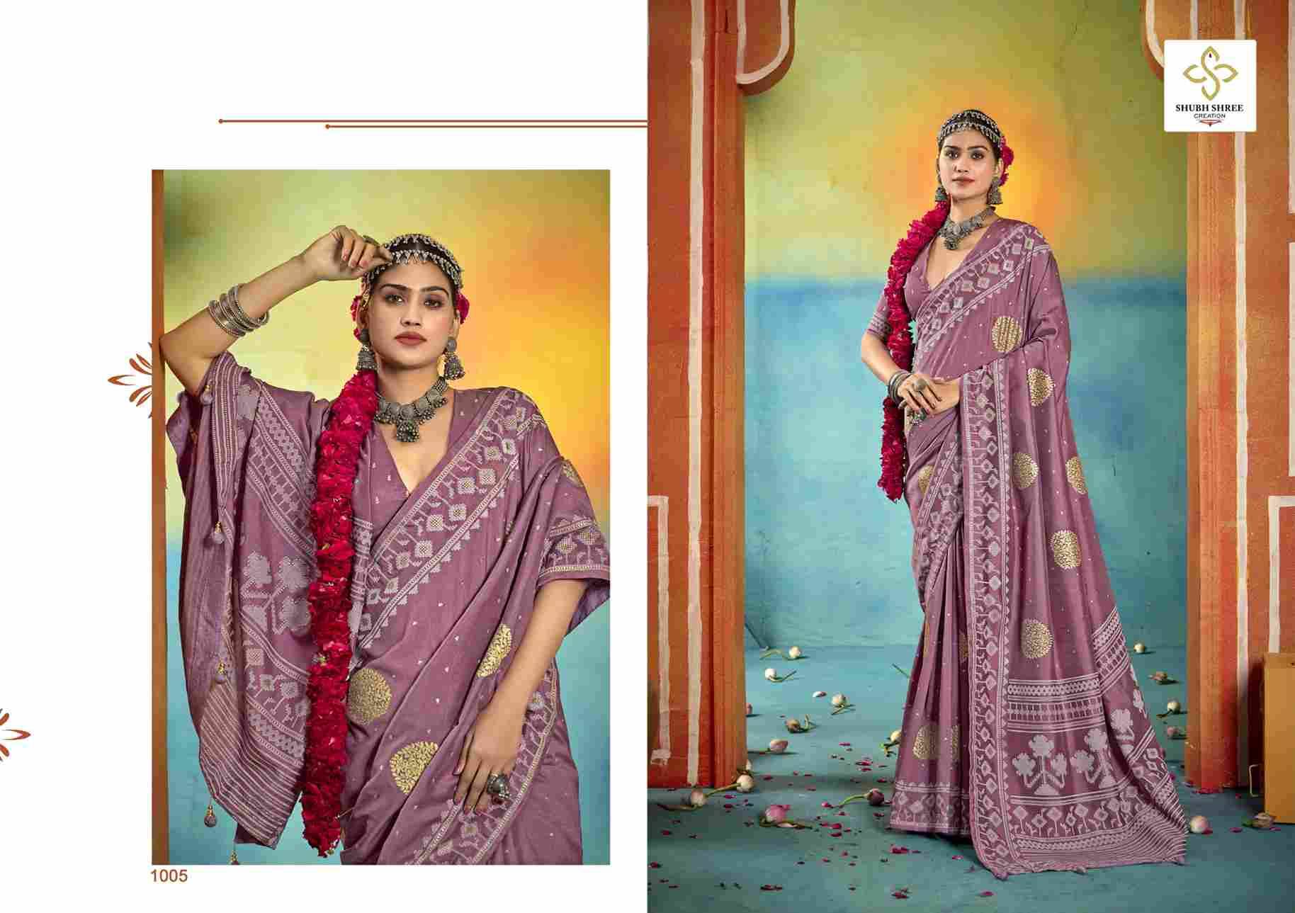 Sarangi By Shubh Saree 1001 To 1012 Series Indian Traditional Wear Collection Beautiful Stylish Fancy Colorful Party Wear & Occasional Wear Velvet Tussar Silk Sarees At Wholesale Price