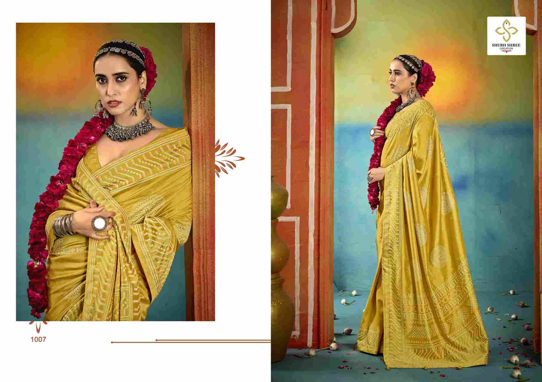 Sarangi By Shubh Saree 1001 To 1012 Series Indian Traditional Wear Collection Beautiful Stylish Fancy Colorful Party Wear & Occasional Wear Velvet Tussar Silk Sarees At Wholesale Price