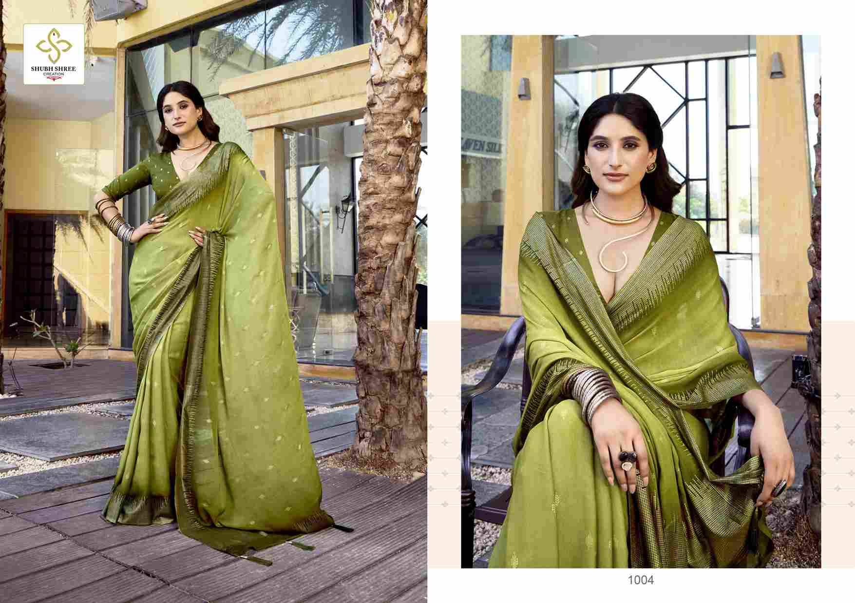 Aarohi By Shubh Saree 1001 To 1006 Series Indian Traditional Wear Collection Beautiful Stylish Fancy Colorful Party Wear & Occasional Wear Dull Moss Spray Sarees At Wholesale Price