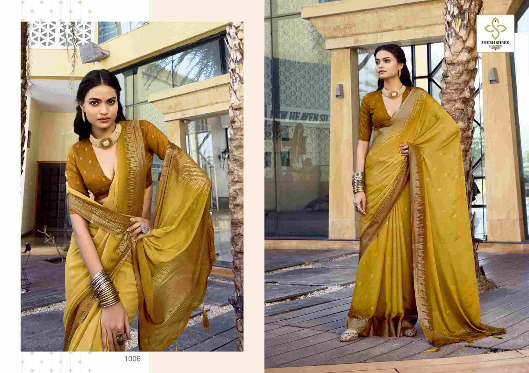 Aarohi By Shubh Saree 1001 To 1006 Series Indian Traditional Wear Collection Beautiful Stylish Fancy Colorful Party Wear & Occasional Wear Dull Moss Spray Sarees At Wholesale Price