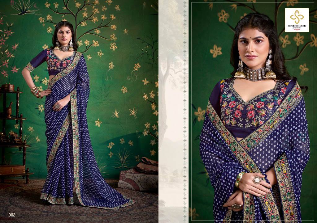 Iragai By Shubh Saree 1001 To 1008 Series Indian Traditional Wear Collection Beautiful Stylish Fancy Colorful Party Wear & Occasional Wear Georgette Sarees At Wholesale Price
