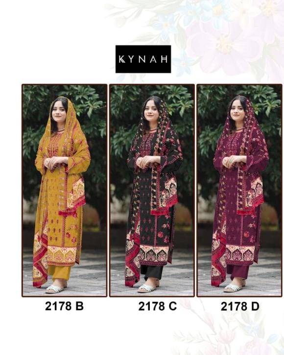 Kynah-2178 Colours By Fashid Wholesale 2178-B To 2178-D Series Designer Stylish Fancy Colorful Beautiful Party Wear & Ethnic Wear Collection Pure Lawn Dresses At Wholesale Price