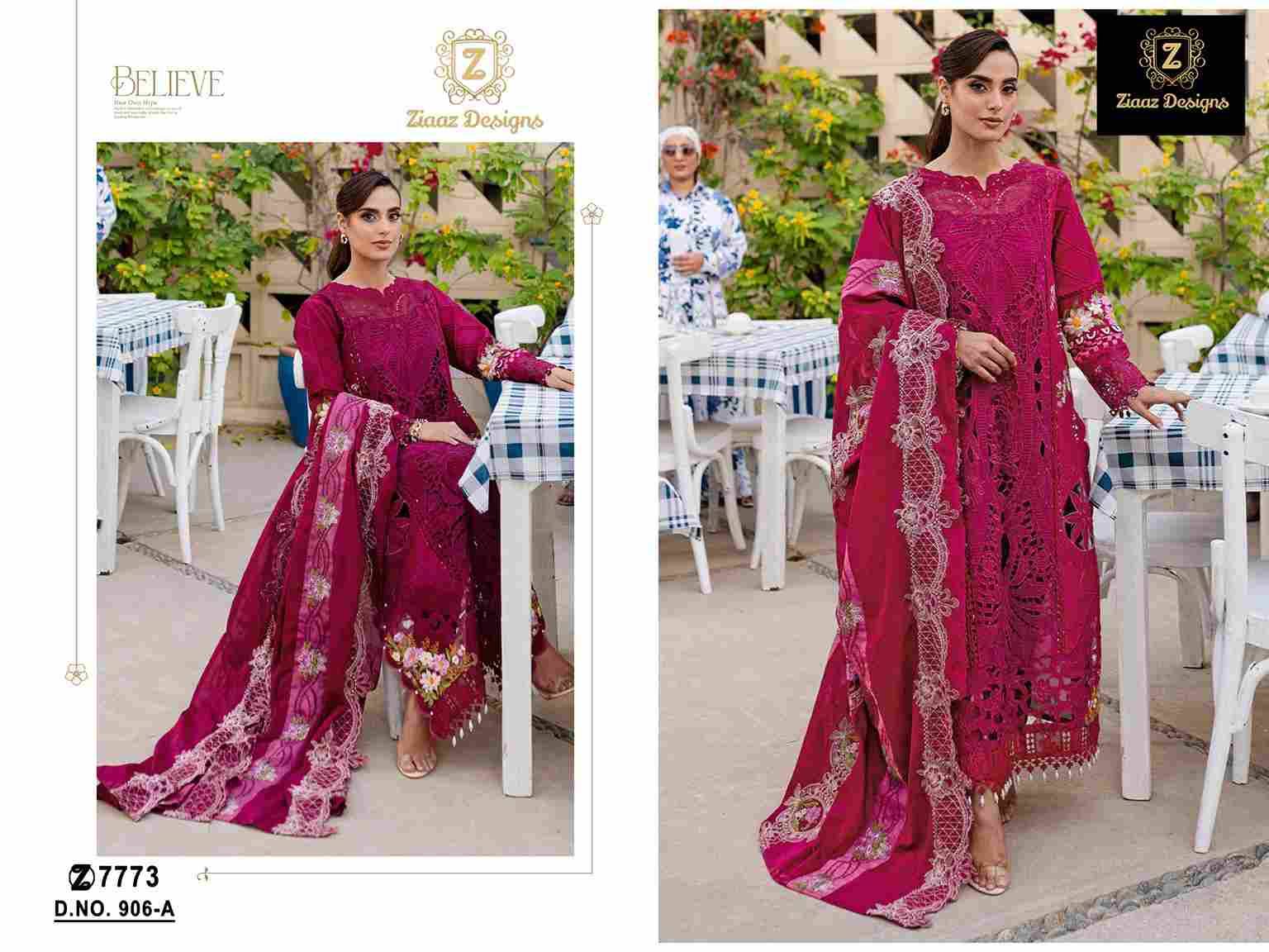 Ziaaz Designs Hit Design 906 Colours By Ziaaz Designs 906-A To 906-B Series Beautiful Pakistani Suits Colorful Stylish Fancy Casual Wear & Ethnic Wear Cambric Cotton Embroidered Dresses At Wholesale Price