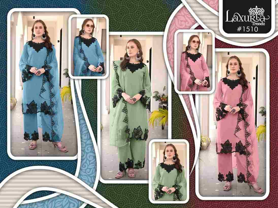 Luxuria Trendz 1510 Colours By Luxuria 1510-A To 1510-C Series Beautiful Pakistani Suits Colorful Stylish Fancy Casual Wear & Ethnic Wear Faux Dresses At Wholesale Price