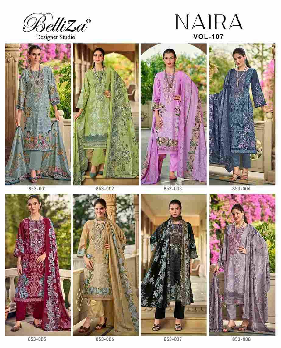 Naira Vol-107 By Belliza 853-001 To 853-008 Series Beautiful Festive Suits Stylish Fancy Colorful Casual Wear & Ethnic Wear Pure Cotton Print Dresses At Wholesale Price