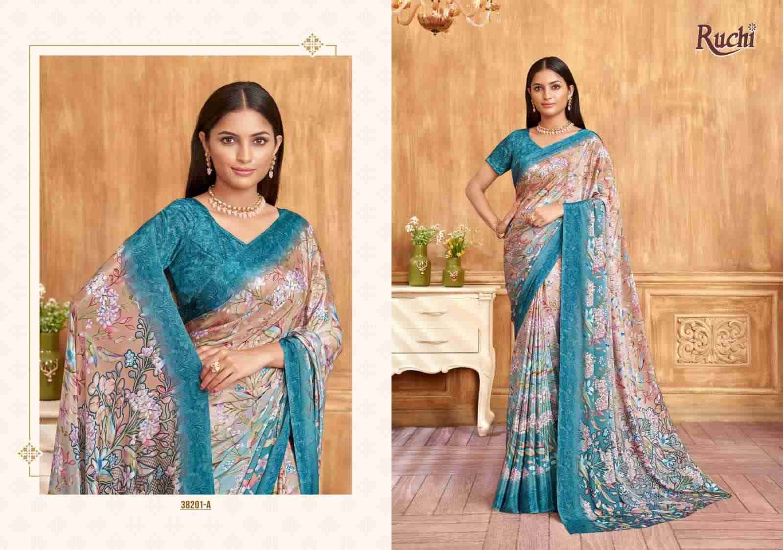 Vivanta Silk By Ruchi Saree 38201-A To 38203-D Series Indian Traditional Wear Collection Beautiful Stylish Fancy Colorful Party Wear & Occasional Wear Crepe Silk Sarees At Wholesale Price
