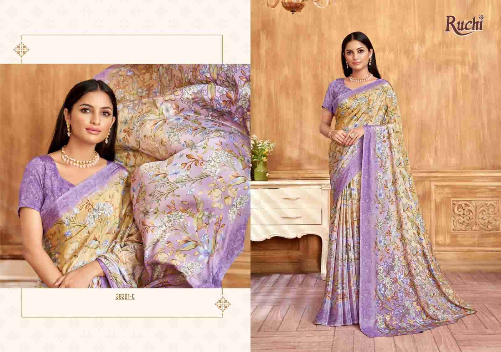 Vivanta Silk By Ruchi Saree 38201-A To 38203-D Series Indian Traditional Wear Collection Beautiful Stylish Fancy Colorful Party Wear & Occasional Wear Crepe Silk Sarees At Wholesale Price