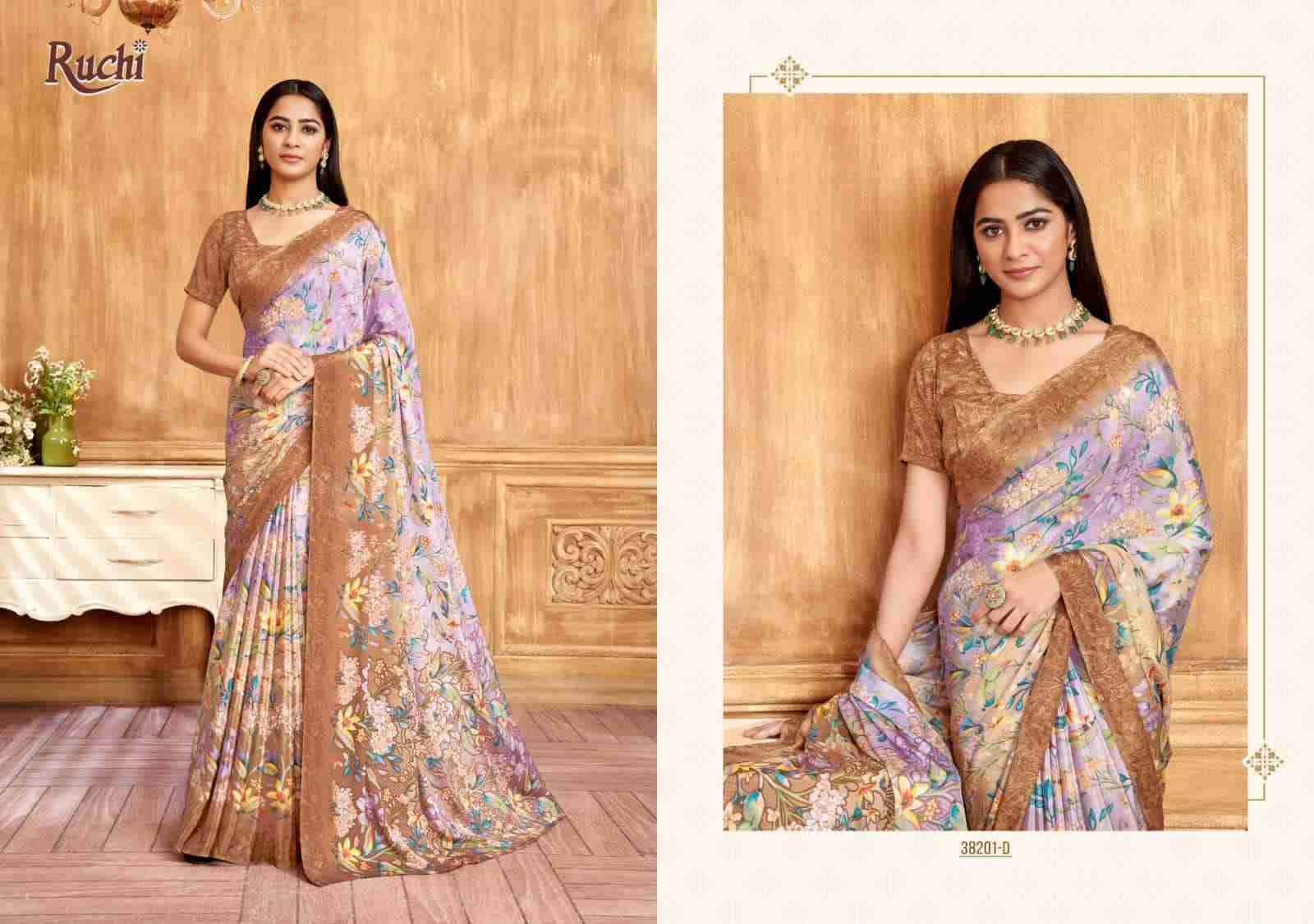 Vivanta Silk By Ruchi Saree 38201-A To 38203-D Series Indian Traditional Wear Collection Beautiful Stylish Fancy Colorful Party Wear & Occasional Wear Crepe Silk Sarees At Wholesale Price