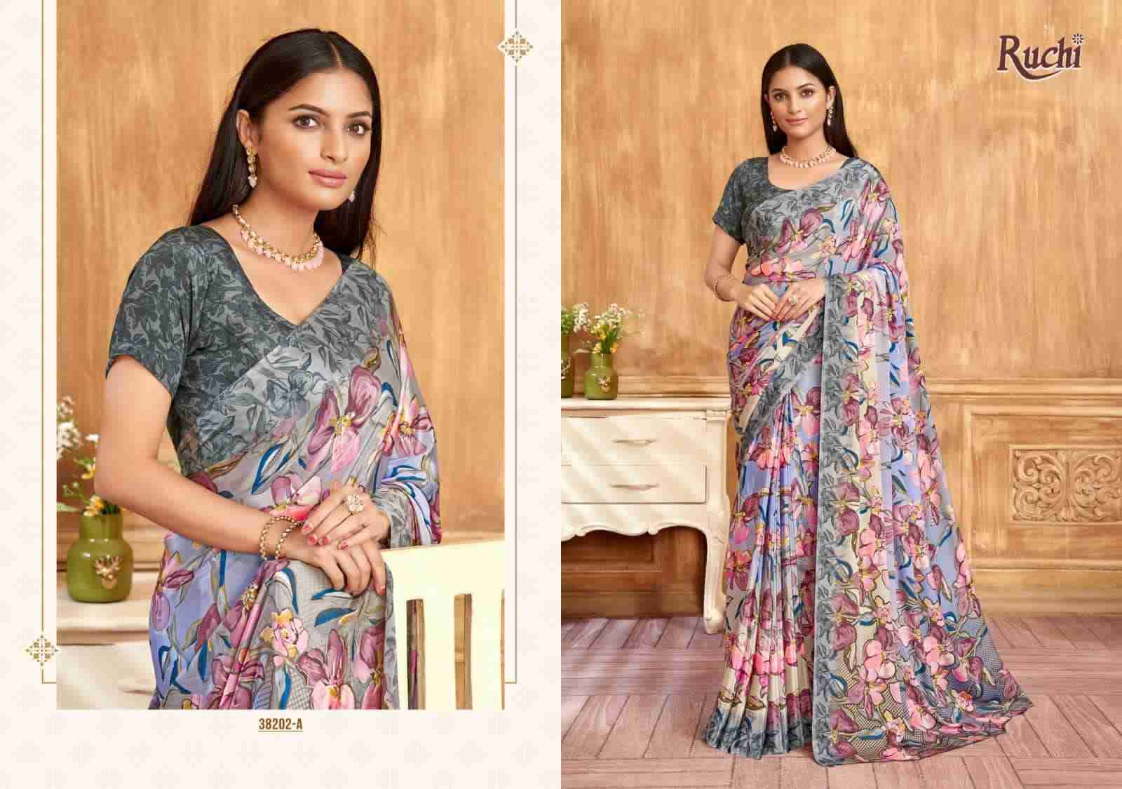 Vivanta Silk By Ruchi Saree 38201-A To 38203-D Series Indian Traditional Wear Collection Beautiful Stylish Fancy Colorful Party Wear & Occasional Wear Crepe Silk Sarees At Wholesale Price