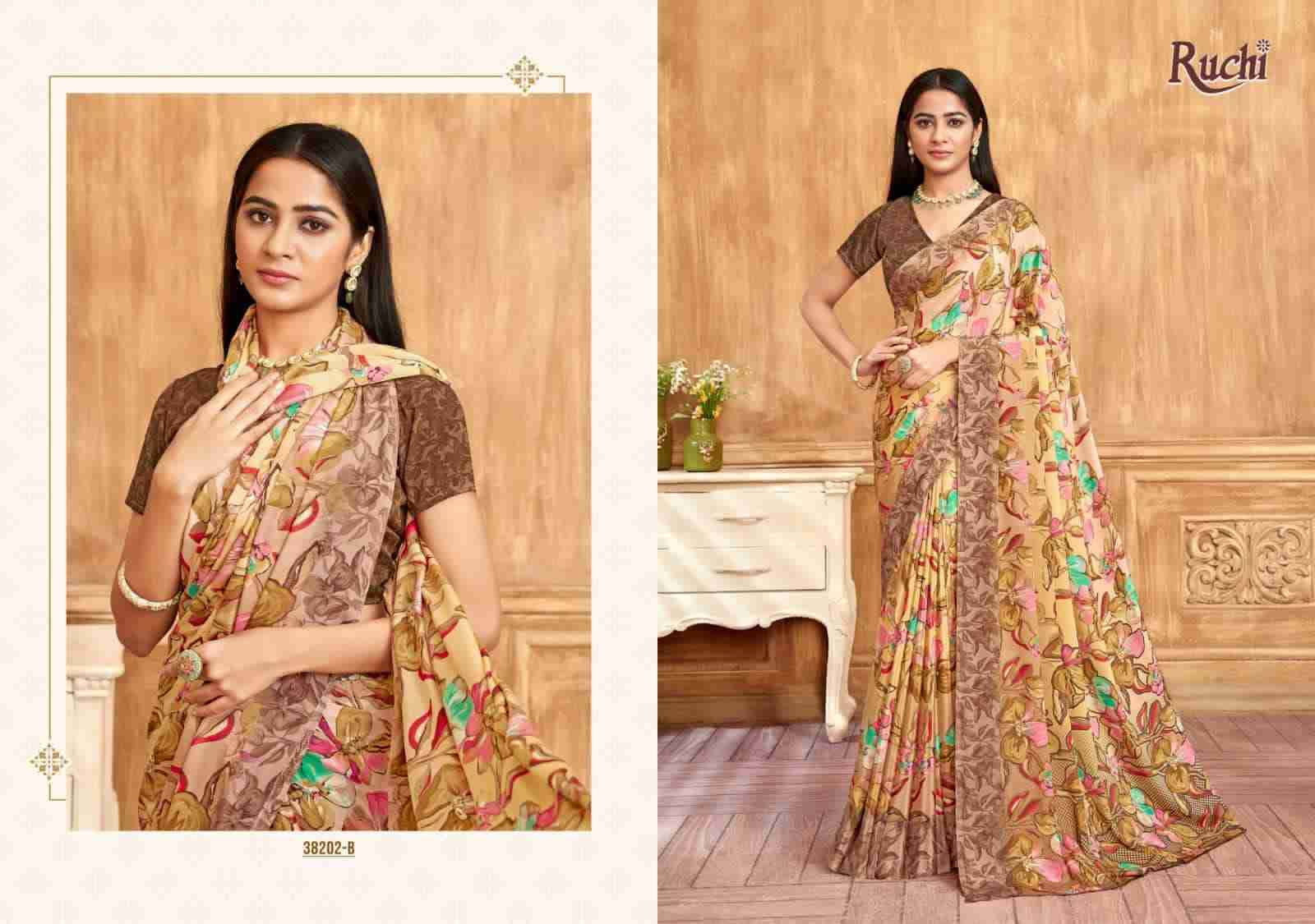 Vivanta Silk By Ruchi Saree 38201-A To 38203-D Series Indian Traditional Wear Collection Beautiful Stylish Fancy Colorful Party Wear & Occasional Wear Crepe Silk Sarees At Wholesale Price