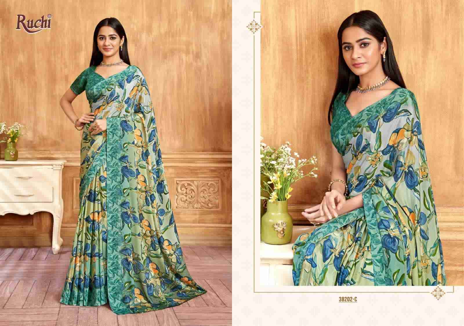 Vivanta Silk By Ruchi Saree 38201-A To 38203-D Series Indian Traditional Wear Collection Beautiful Stylish Fancy Colorful Party Wear & Occasional Wear Crepe Silk Sarees At Wholesale Price
