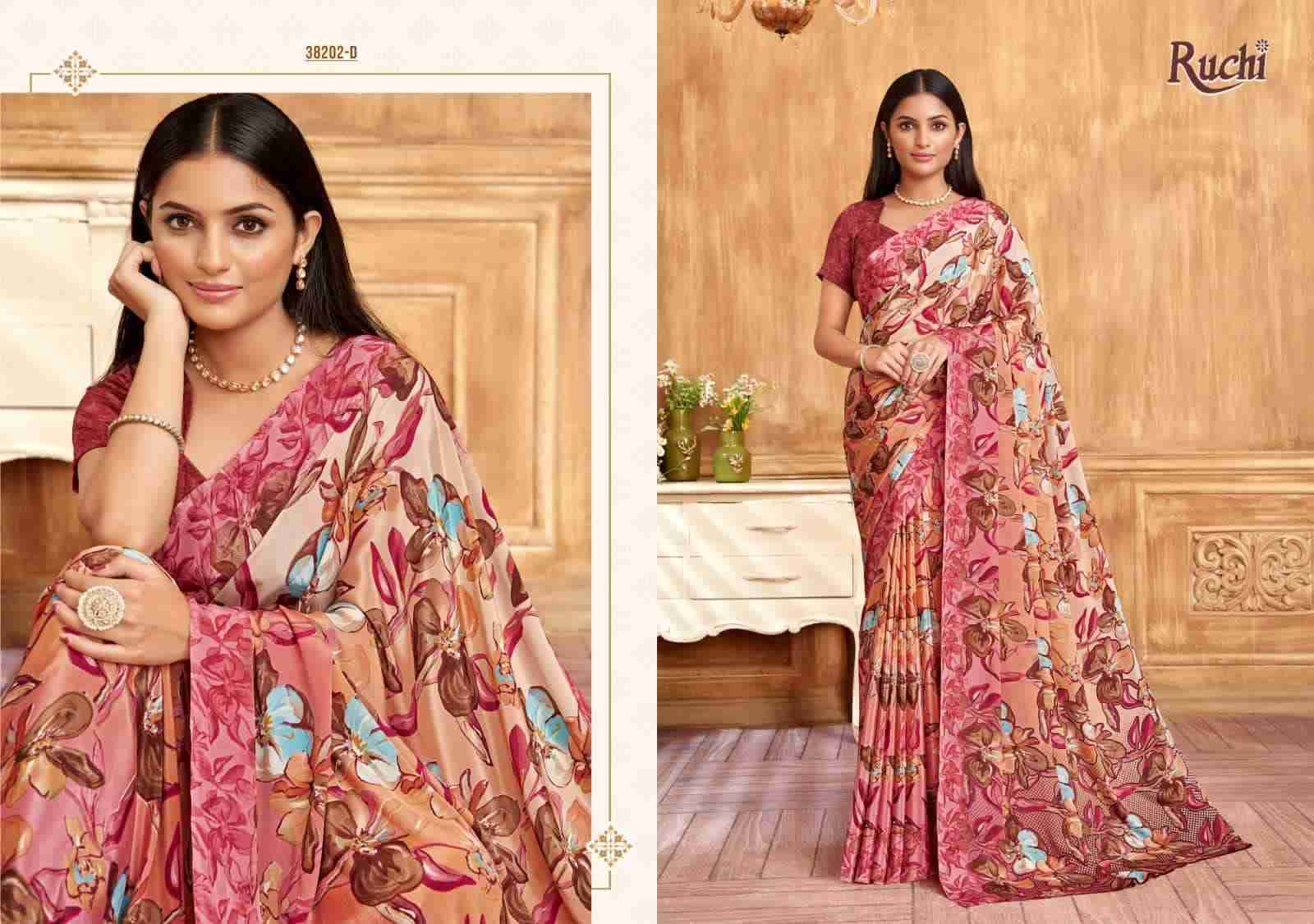 Vivanta Silk By Ruchi Saree 38201-A To 38203-D Series Indian Traditional Wear Collection Beautiful Stylish Fancy Colorful Party Wear & Occasional Wear Crepe Silk Sarees At Wholesale Price