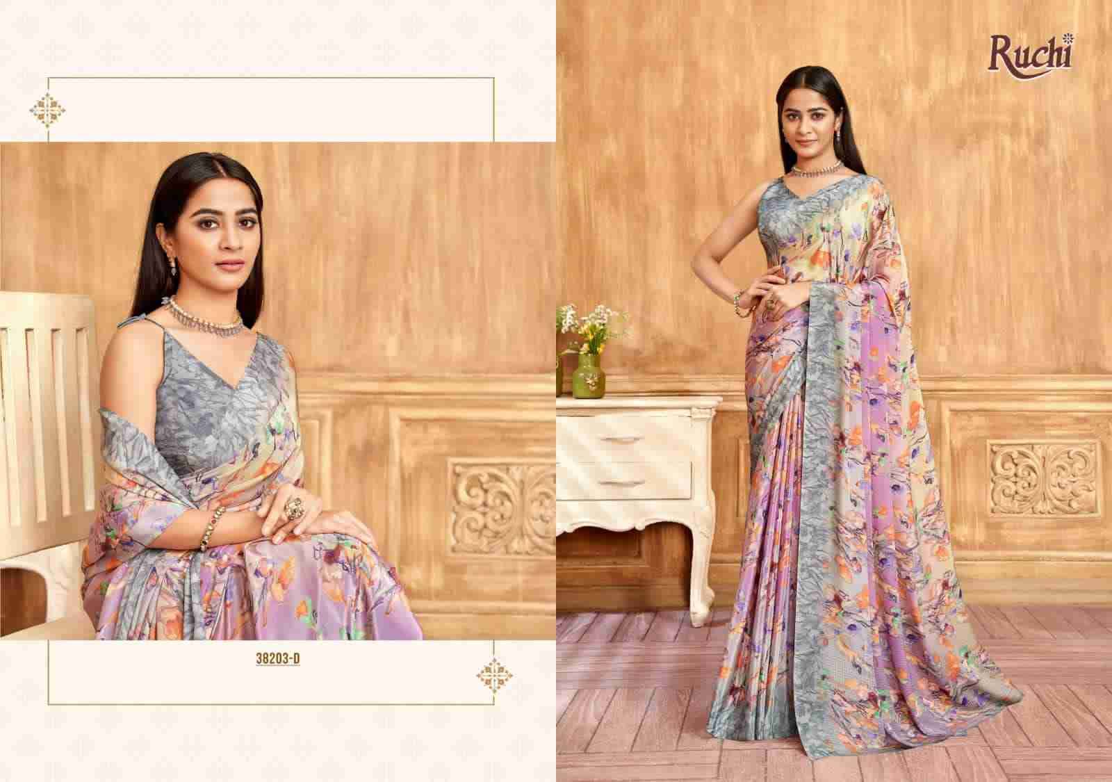 Vivanta Silk By Ruchi Saree 38201-A To 38203-D Series Indian Traditional Wear Collection Beautiful Stylish Fancy Colorful Party Wear & Occasional Wear Crepe Silk Sarees At Wholesale Price