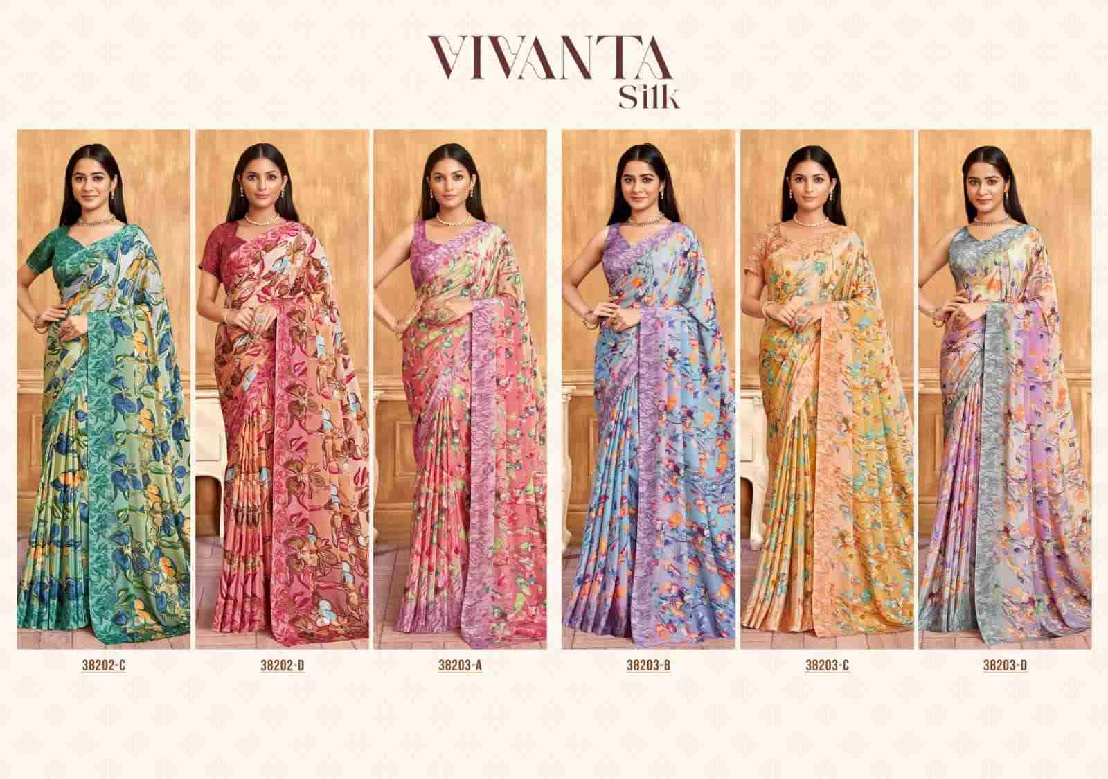 Vivanta Silk By Ruchi Saree 38201-A To 38203-D Series Indian Traditional Wear Collection Beautiful Stylish Fancy Colorful Party Wear & Occasional Wear Crepe Silk Sarees At Wholesale Price