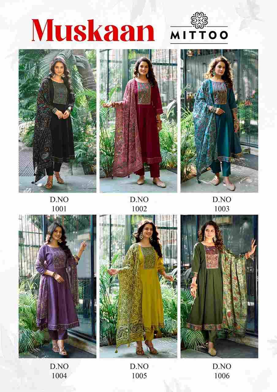 Muskaan By Mittoo 1001 To 1006 Series Designer Festive Suits Beautiful Stylish Fancy Colorful Party Wear & Occasional Wear Modal Silk Dresses At Wholesale Price
