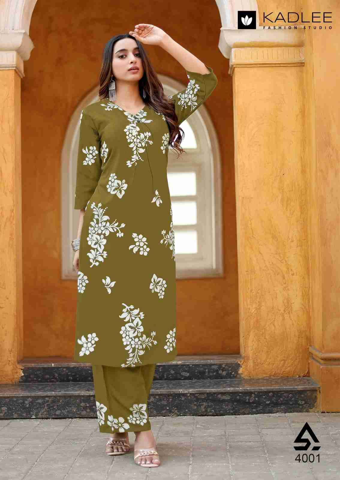 Heer By Kadlee 4001 To 4006 Series Designer Stylish Fancy Colorful Beautiful Party Wear & Ethnic Wear Collection Rayon Print Kurtis With Bottom At Wholesale Price