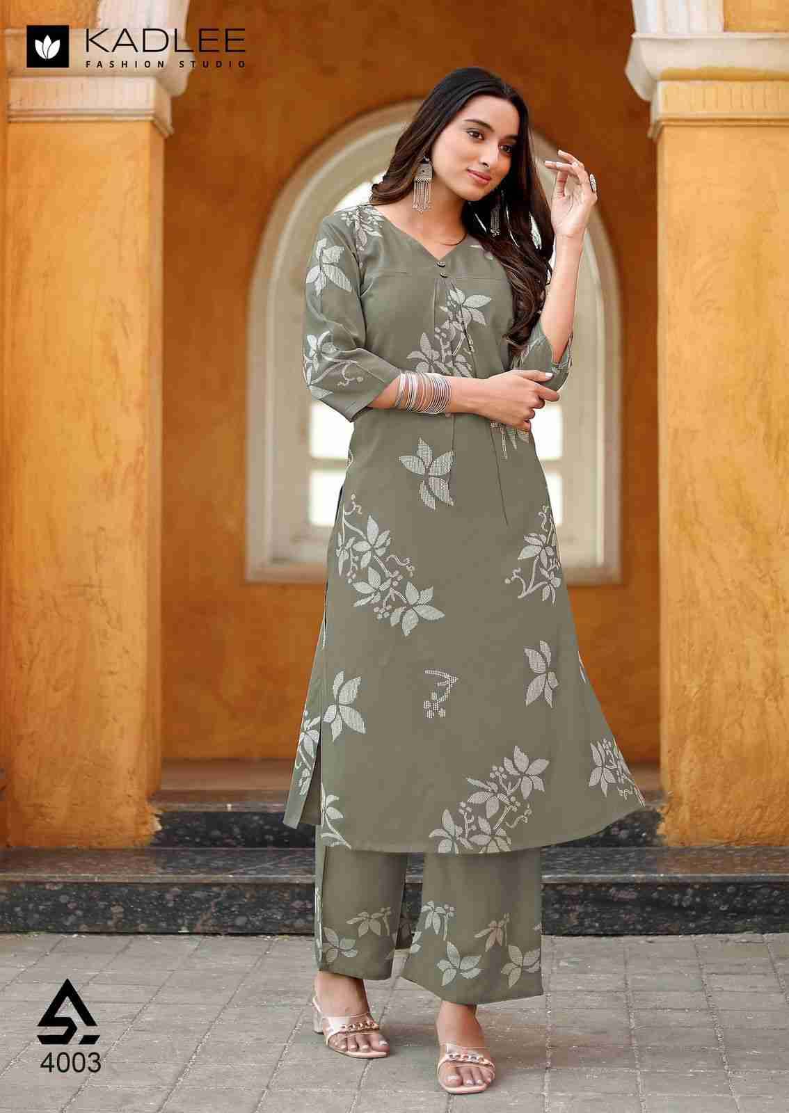 Heer By Kadlee 4001 To 4006 Series Designer Stylish Fancy Colorful Beautiful Party Wear & Ethnic Wear Collection Rayon Print Kurtis With Bottom At Wholesale Price