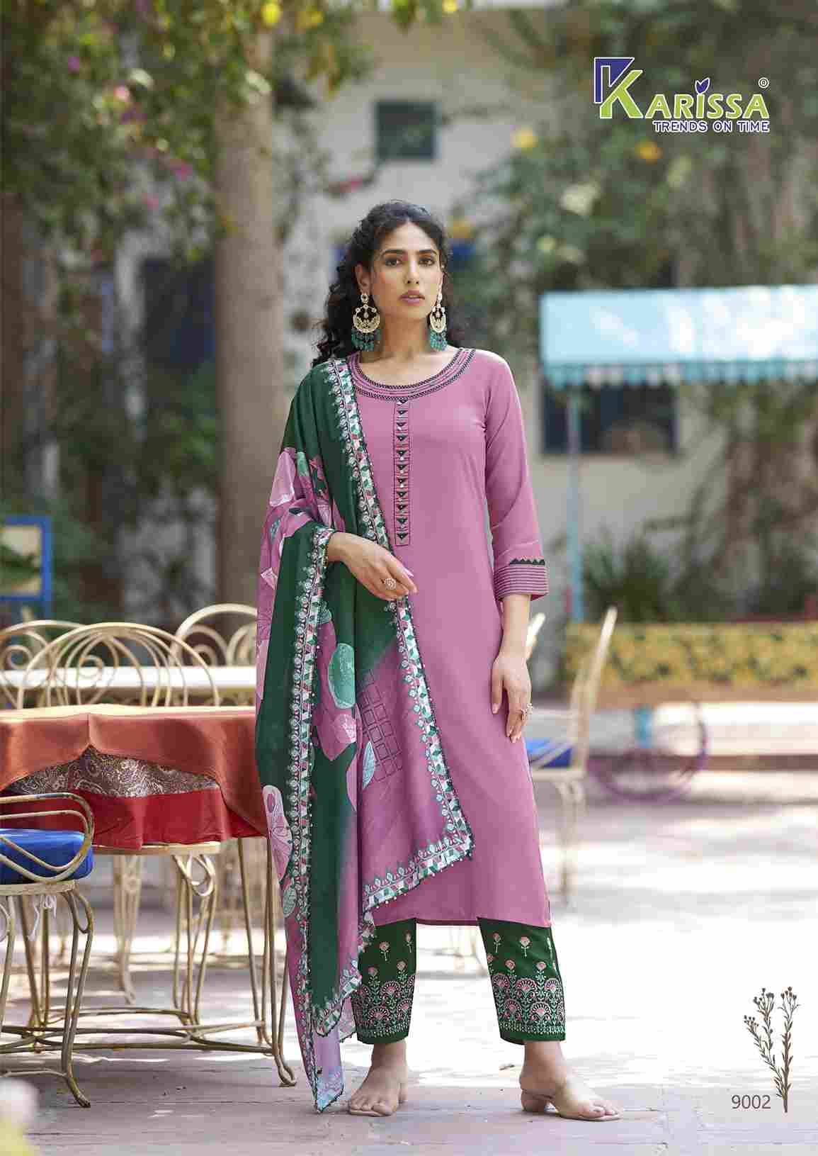 Vidisha Vol-9 By Karissa 9001 To 9006 Series Designer Festive Suits Beautiful Stylish Fancy Colorful Party Wear & Occasional Wear Rayon Dresses At Wholesale Price