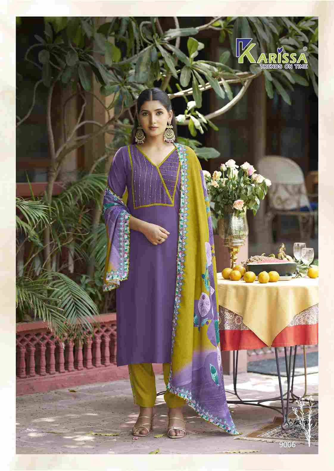 Vidisha Vol-9 By Karissa 9001 To 9006 Series Designer Festive Suits Beautiful Stylish Fancy Colorful Party Wear & Occasional Wear Rayon Dresses At Wholesale Price