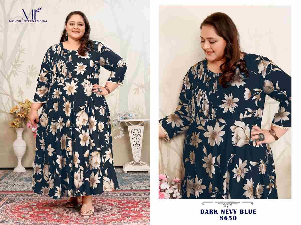 Plus Size Joy Vol-1 By Moksh International 8649 To 8652 Series Beautiful Stylish Fancy Colorful Casual Wear & Ethnic Wear Heavy Rayon Gown At Wholesale Price