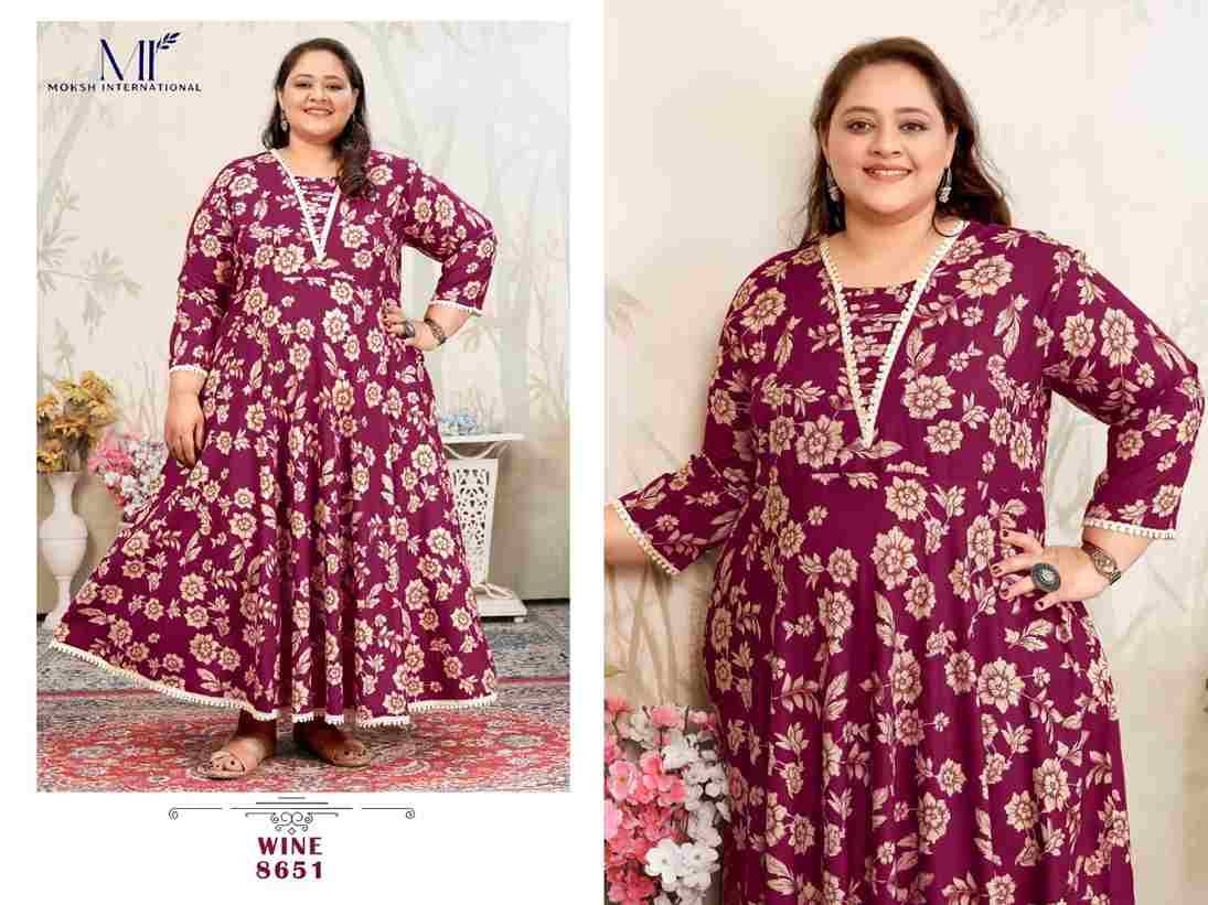 Plus Size Joy Vol-1 By Moksh International 8649 To 8652 Series Beautiful Stylish Fancy Colorful Casual Wear & Ethnic Wear Heavy Rayon Gown At Wholesale Price