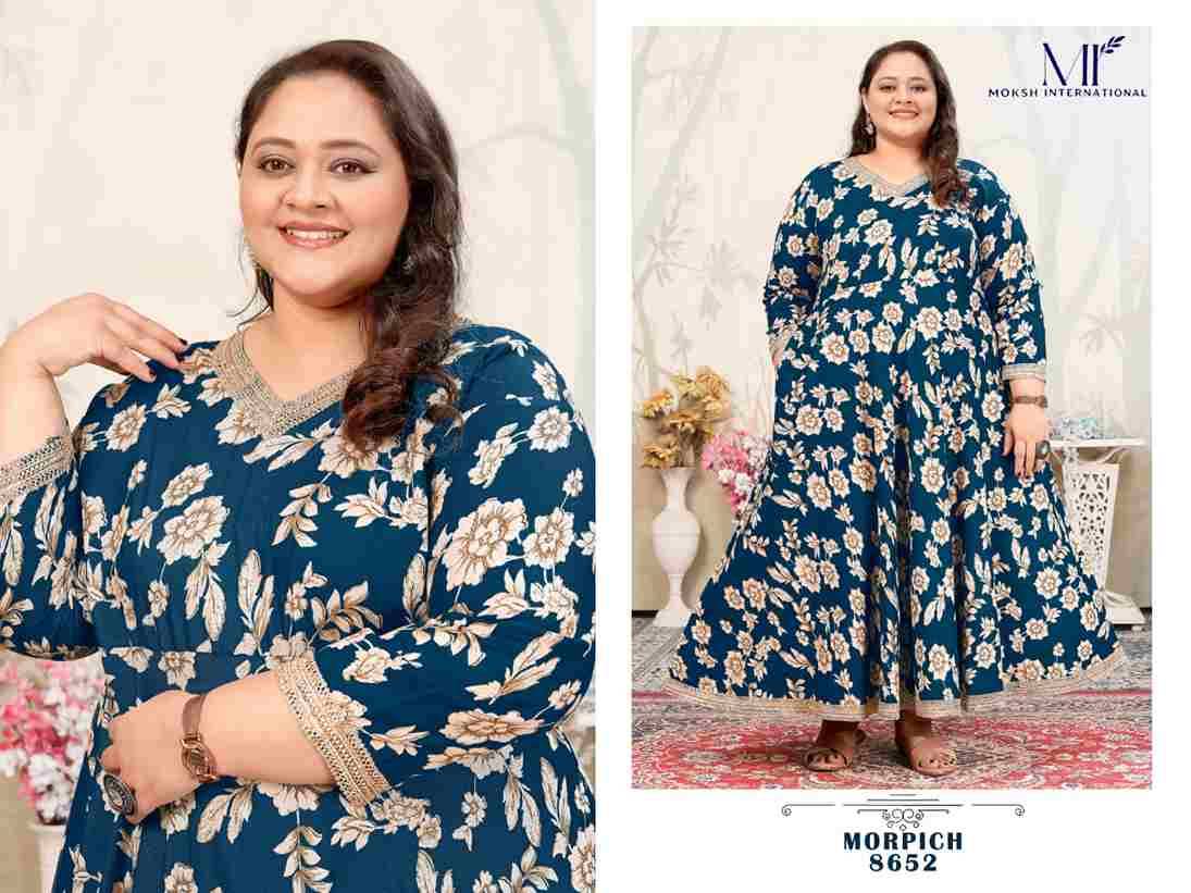 Plus Size Joy Vol-1 By Moksh International 8649 To 8652 Series Beautiful Stylish Fancy Colorful Casual Wear & Ethnic Wear Heavy Rayon Gown At Wholesale Price
