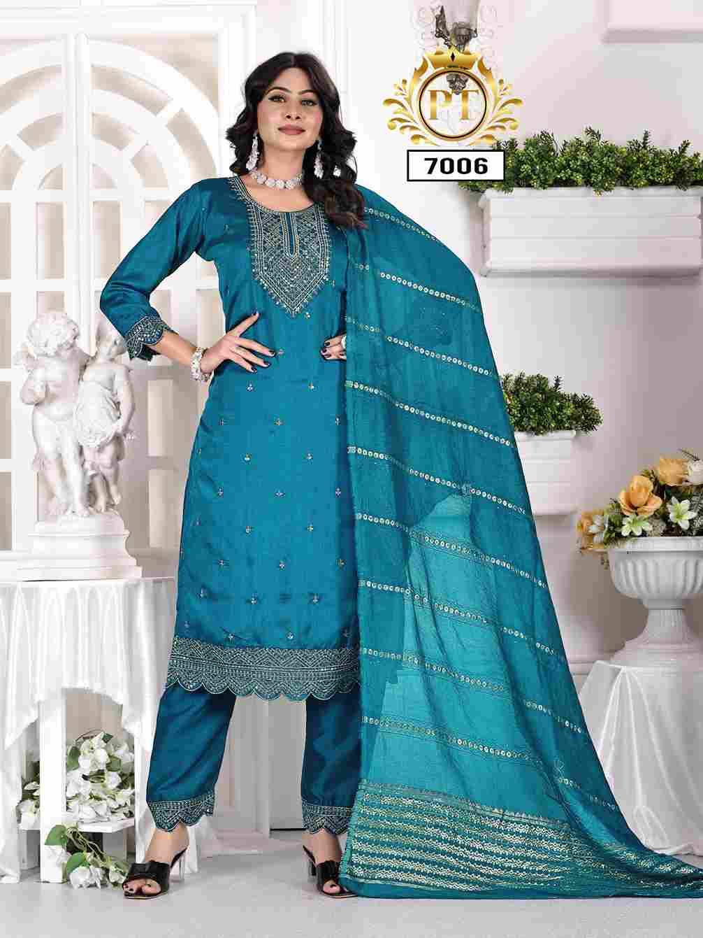Summer Special Vol-1 By Padmavati Textiles 7001 To 7006 Series Designer Festive Suits Beautiful Stylish Fancy Colorful Party Wear & Occasional Wear Vichitra Silk Dresses At Wholesale Price