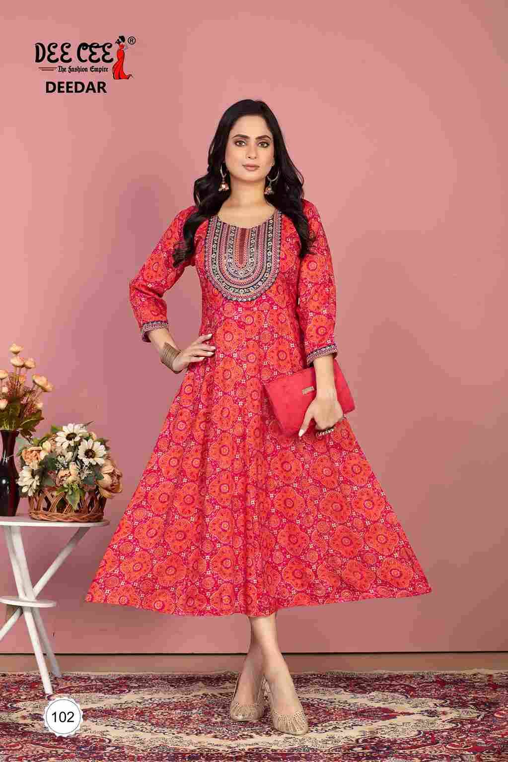 Deedar By Dee Cee 101 To 106 Series Designer Stylish Fancy Colorful Beautiful Party Wear & Ethnic Wear Collection Rayon Foil Kurtis At Wholesale Price