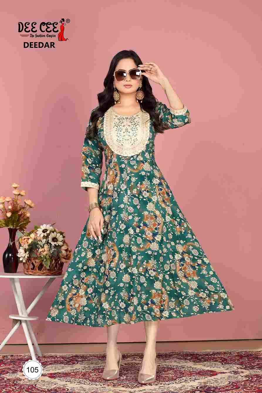 Deedar By Dee Cee 101 To 106 Series Designer Stylish Fancy Colorful Beautiful Party Wear & Ethnic Wear Collection Rayon Foil Kurtis At Wholesale Price